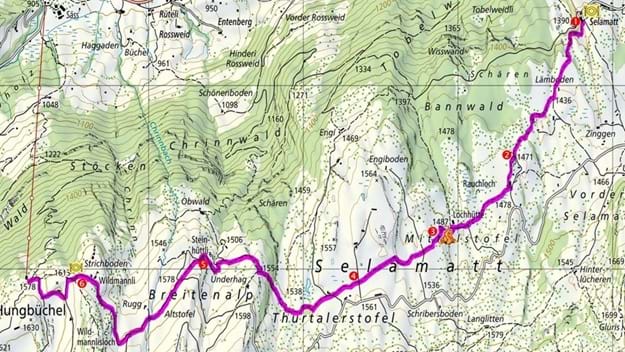 Sagenweg Alp Sellamatt - Begstation Selunbahn