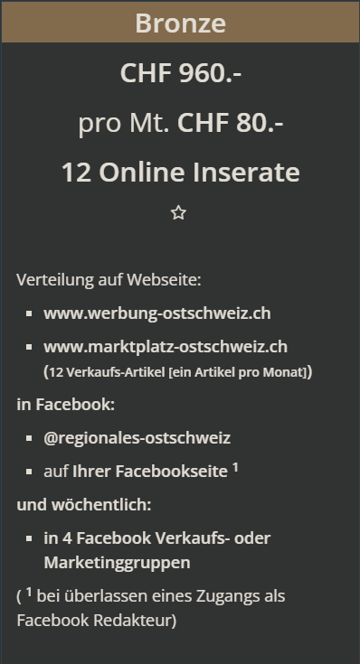 WERBUNG OSTSCHWEIZ - Online Werbe Abonnement Bronze
