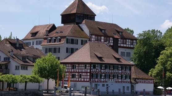Auch von der einstigen Stadtbefestigung sind in Diessenhofen noch Spuren erhalten. Ein besonderes Beispiel ist der Unterhof, eine ehemalige Burganlage direkt am Rhein. Das historische Gebäude erinnert an die wehrhafte Vergangenheit der Stadt und verbindet Geschichte heute mit Genuss: Im Unterhof befindet sich ein Restaurant, das sich ideal für eine gemütliche Einkehr während des Ausflugs eignet.